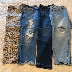 GAP Women's Skinny Jeans - Leopard, Light Blue, Dark Blue